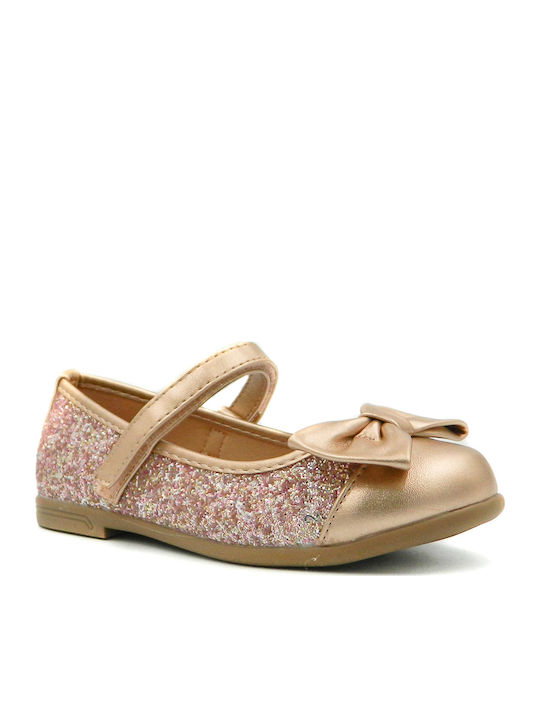 Kids Anatomic Leather Ballerinas with Hoop & Loop Closure Pink