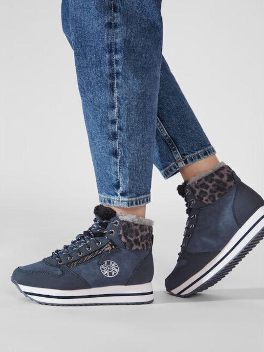 Women's Ankle Boots Platform Navy Blue