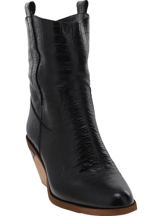 Leder Damen Knöchelstiefel Schwarz