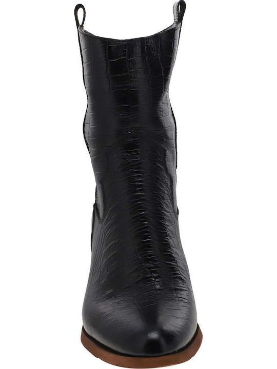 Leder Damen Knöchelstiefel Schwarz