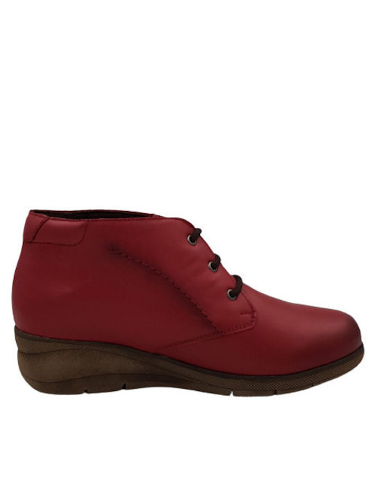 Pepe Menargues Leather Women's Ankle Boots Platform Red