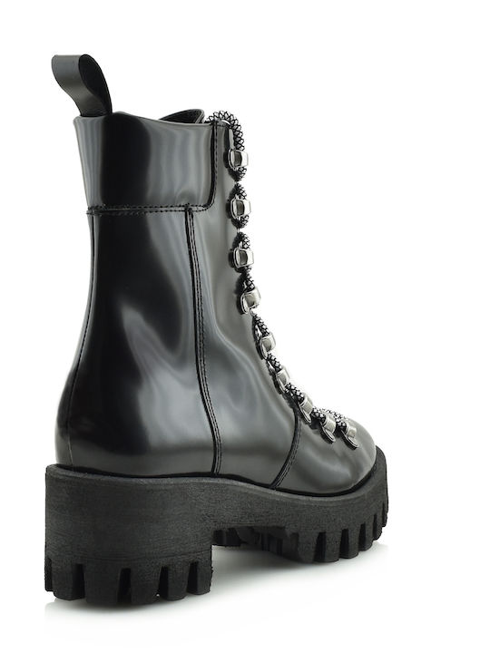 Ghete dama din piele Ankle Boot Negru