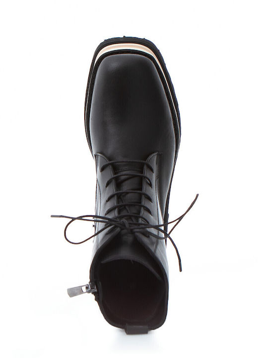 Leder Stiefeletten Damen Schwarz