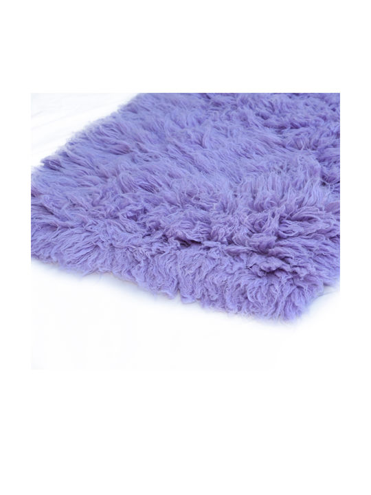 Lucrat manual Covor Rectangular Shaggy Din lână Lila