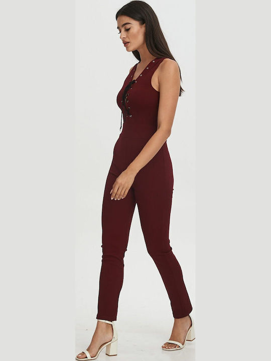 Women's Sleeveless One-piece Suit Burgundy