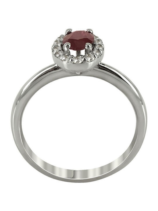 Einzelner Steine Ring Aus Weißgold 18K