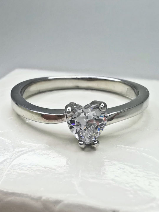 Aris Dentopoulos Jewellery Μονόπετρο από Ασήμι με Ζιργκόν