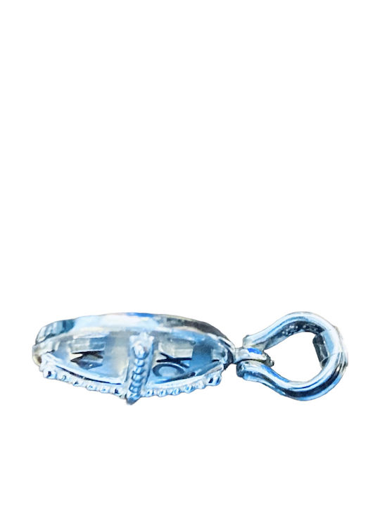 Pendant Kids Talisman Double Sided Konstantinato made of White Gold 9K P-30442
