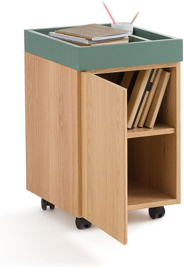 Office Cabinet from MDF with Oak Wheels 35x42x57cm
