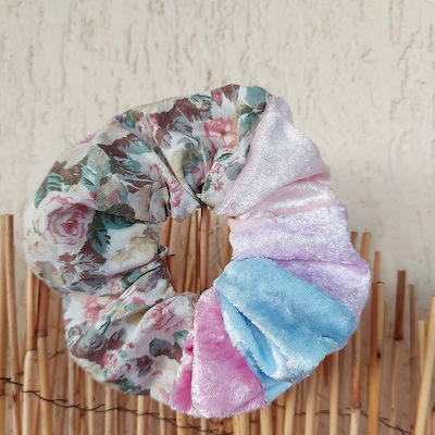 Scrunchie Vintage Floral Patch Catifea Scrunchy de Păr Colorat