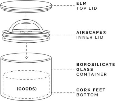 Glass Coffee Container with Lid Transparent 850ml