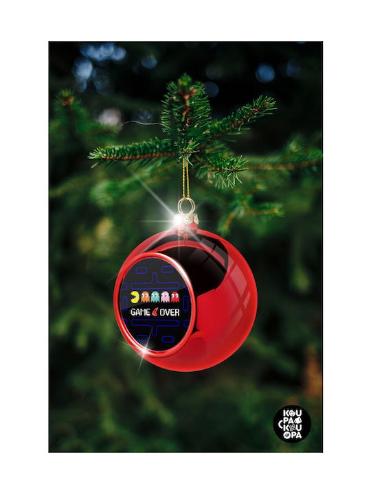 Game Over Pac-man Christmas Plastic Ball Ornament Red 8cm