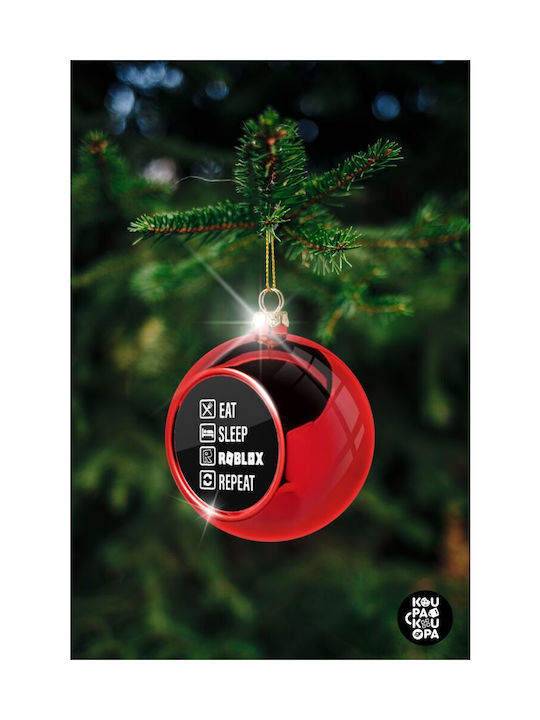 Eat Sleep Roblox Repeat Christmas Plastic Ball Ornament Red 8cm