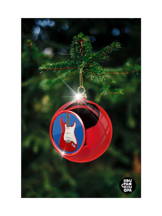 Guitar Stratocaster Christmas Plastic Ball Ornament Red 8cm