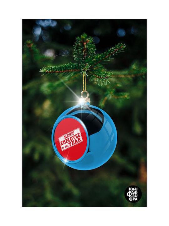 Best Employee Year Christmas Plastic Ball Ornament Blue 8cm