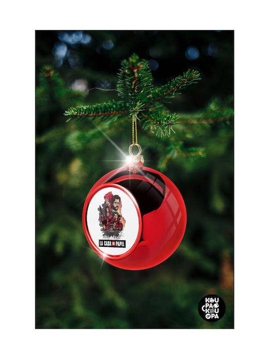 La Casa De Papel Drawing Cover Christmas Plastic Ball Ornament Red 8cm