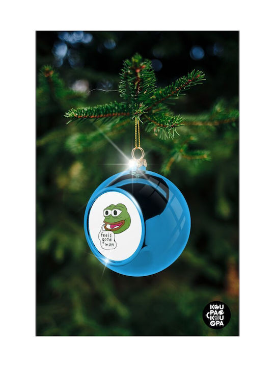 Pepe Frog Ornament de Crăciun Bilă Plastic Albastru cu Pulbere de Aur cu Paiete 8buc