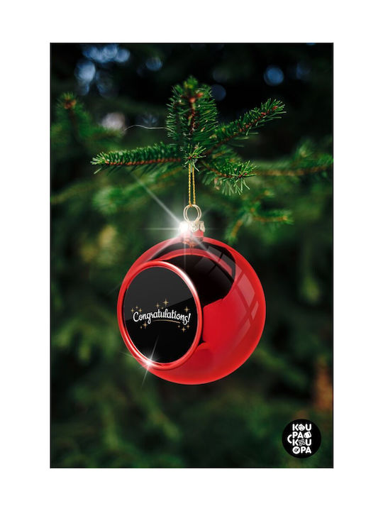 Congratulations Christmas Plastic Ball Ornament Red 8cm