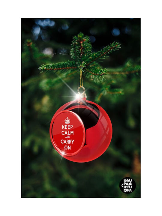 Keep Calm Carry On Weihnachtshänger Kugel Ornament Plastik Rot 8cm