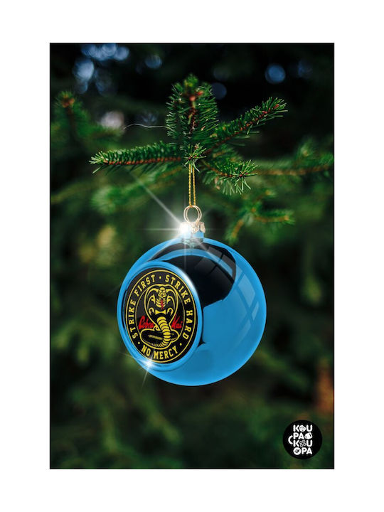 Cobra Kai Strike First Dojo Christmas Plastic Ball Ornament Blue 8cm