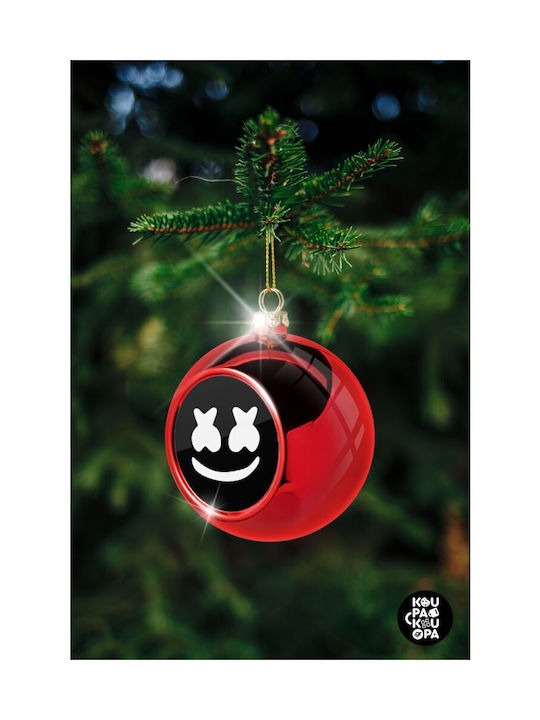 Marshmello Christmas Plastic Ball Ornament Red 8cm