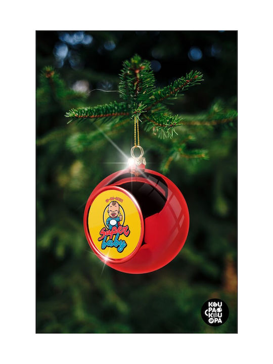 Baby Weihnachtshänger Kugel Ornament Plastik Rot 8cm