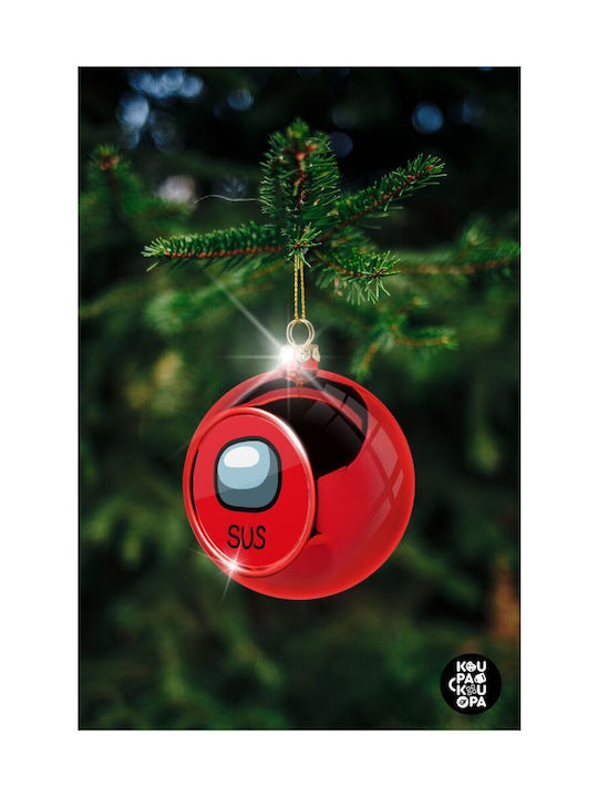 Christmas Plastic Ball Ornament Red 8cm