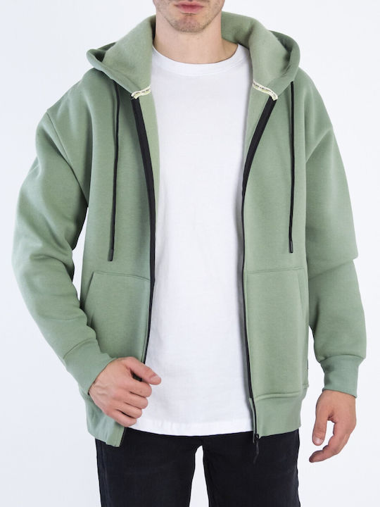 Huxley & Grace Men's Sweatshirt Jacket with Hood and Pockets Green