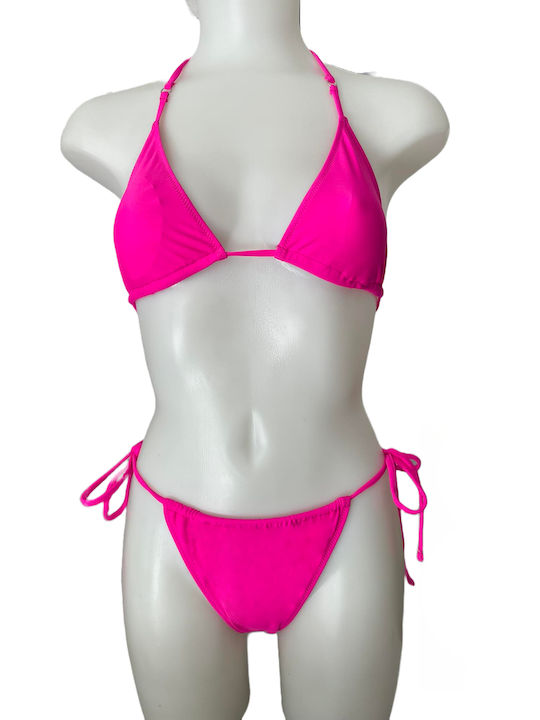 Modern Ocean Bikini Set Triangle Top & Slip Bottom Fuchsia 54922