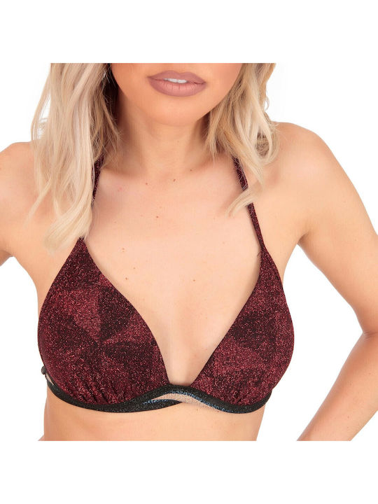 Bikini Set Triangle Top & Slip Bottom with Laces Burgundy
