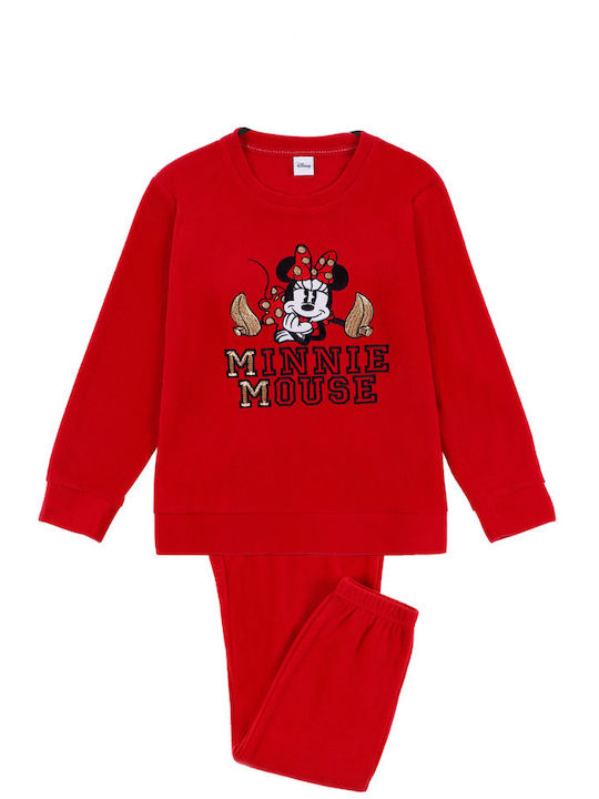 Admas Детска пижама Зимна Поларена Червена Minnie