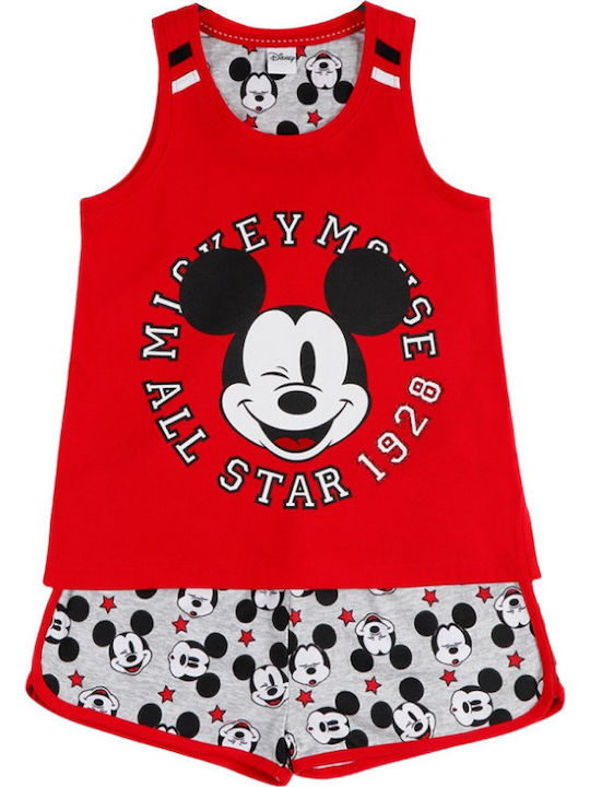 Admas Παιδική Πιτζάμα Καλοκαιρινή Κόκκινη Tween Chica Mickey All Stars