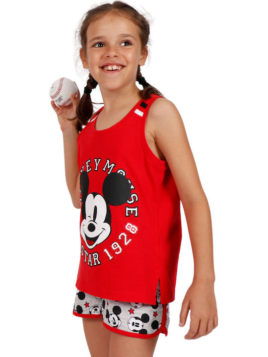 Admas Παιδική Πιτζάμα Καλοκαιρινή Κόκκινη Tween Chica Mickey All Stars