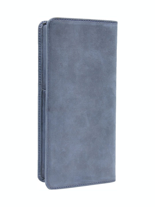 Large Leather Women's Wallet Classic Navy Blue