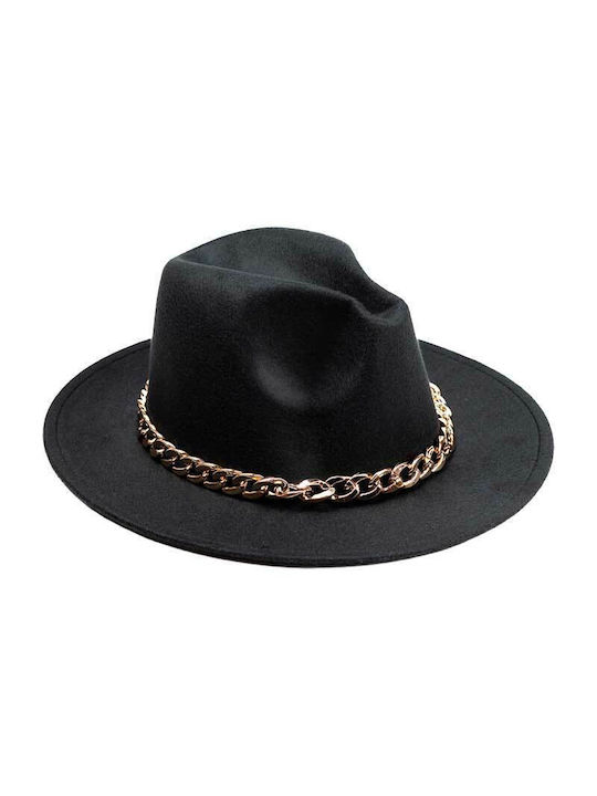 Frauen Stoff Hut Fedora Schwarz