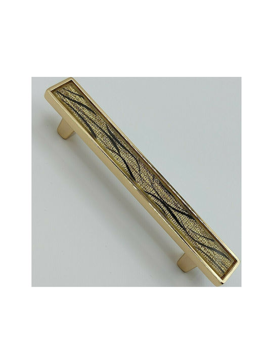 Handle Furniture made of Metallic & Zamak & Crystal in Gold Color 128mm (Center Distance 96mm) 0138-096-ORO1 1pcs