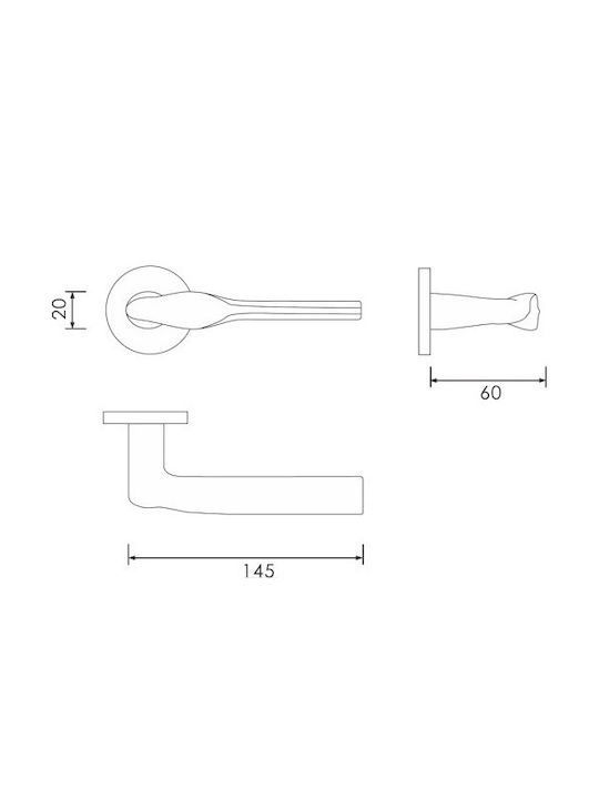 Yalis Design Πόμολο Εξώπορτας με Ροζέτα Αριστερό Yalis Αριστερό Εξώπορτας