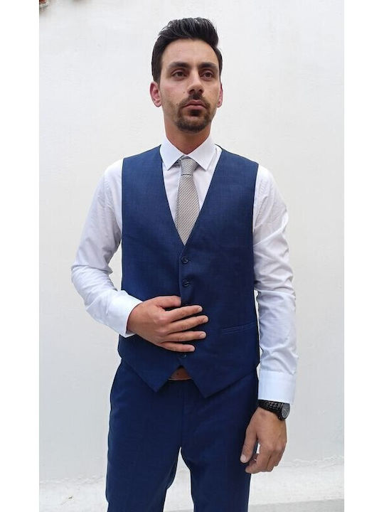 De vară Costum Bărbați Cu vestă cu Croială Strâmtă Albastru marin