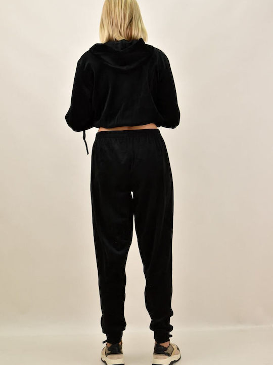 Potre Damen-Sweatpants-Set Schwarz Samt