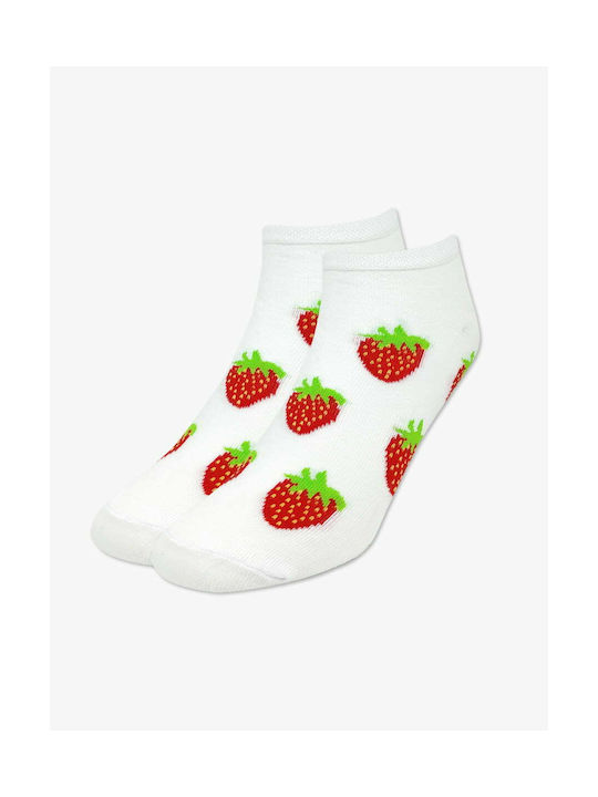 Axidwear Strawberry Gemusterte Socken Weiß 1Pack