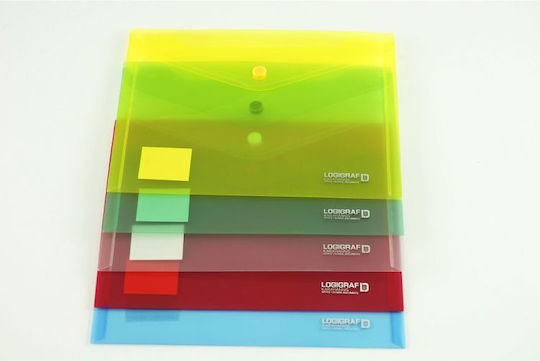 Logigraf Folder Transparent with Button for Paper A4 Green