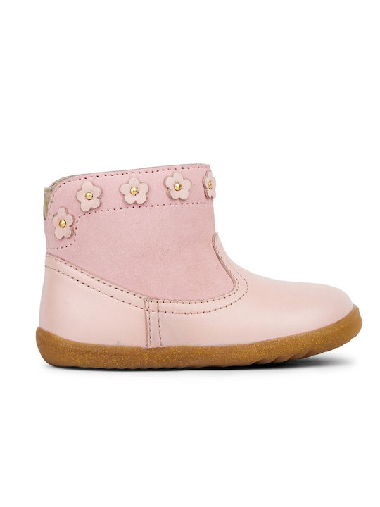 Step Up Daisy Boot Seashell Shimmer Δερμάτινα Παιδικά Μποτάκια Ροζ