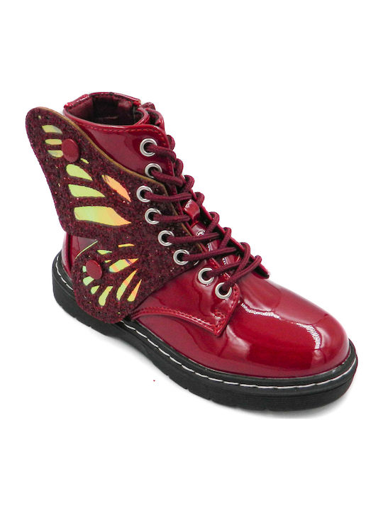 Leather Kids Boots with Zipper Burgundy
