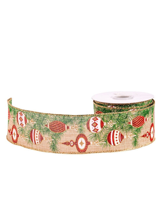 Christmas Ribbon Beige 1000x6.3cm 1pc