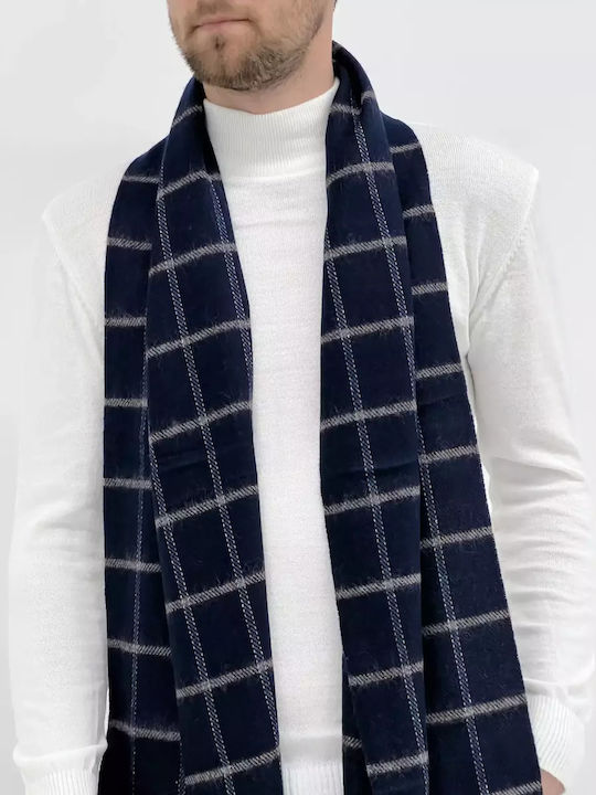 Men's Scarf Blue With Grey Details