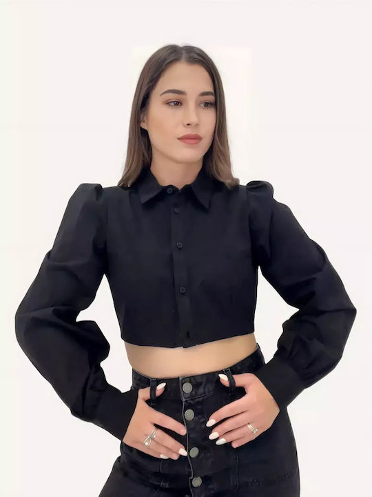 Cămașă neagră Crop Top