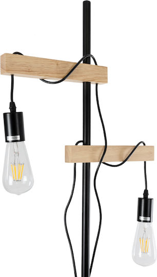 GloboStar Mindelo Floor Lamp H175xW40cm. with Socket for Bulb E27 Black