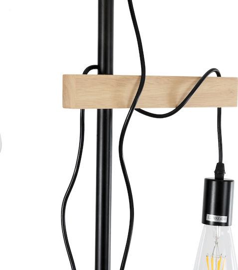 GloboStar Mindelo Floor Lamp H175xW40cm. with Socket for Bulb E27 Black