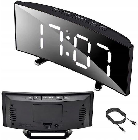 Tabletop Digital LED Clock Plastic with Alarm Clock Black AT00001575