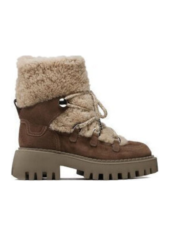 Stiefeletten Damen mit Pelz Beige